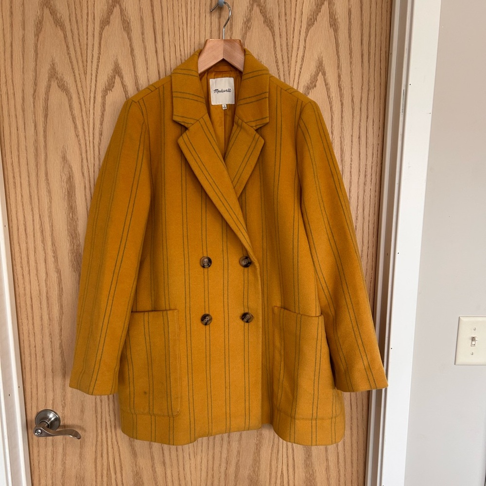Madewell Mustard Yellow Double-Breasted Wool Peacoat